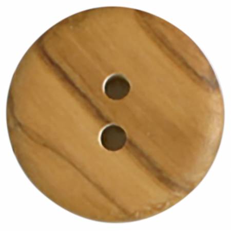 28mm Brown Wood 2 Hole Button 1 per Card -- Dill Buttons #1059DB