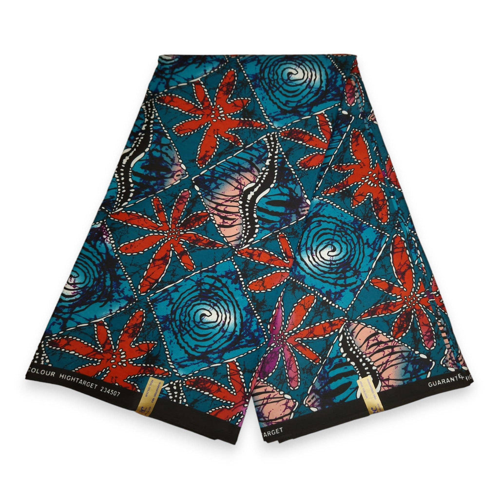 African print fabric - Turquoise Sea life - Polycotton