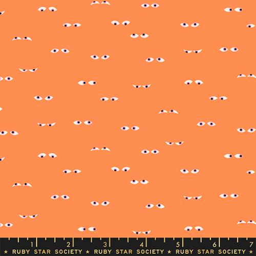 Creepy Eyes in Pumpkin Glow in the Dark -- Tiny Frights by Ruby Star Society for Moda Fabric