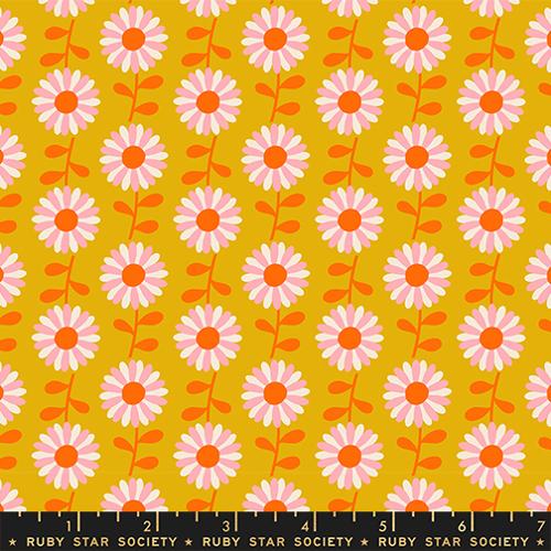 Field of Flowers in Goldenrod --- Flowerland by Melody Miller for Ruby Star Society -- Moda Fabric