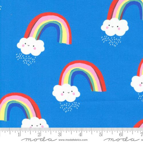 Rainbow Clouds on Blue -- Whatever The Weather by Paper + Cloth -- Moda Fabrics