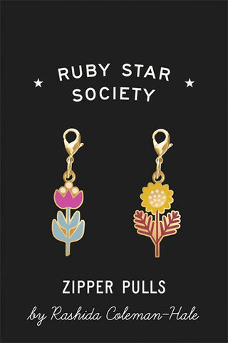 Rashida Coleman-Hale Zipper Pulls -- Flowers -- Ruby Star Society