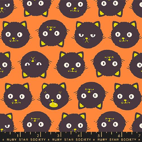Scaredy Cats in Pumpkin --- Good Spirits -- Ruby Star Society -- Moda Fabric