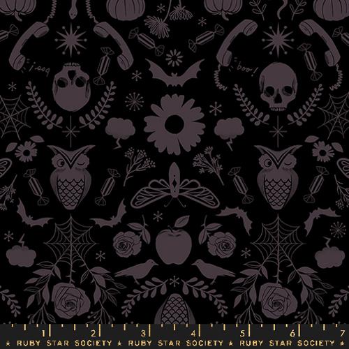 Creepy Damask in Black --- Good Spirits -- Ruby Star Society -- Moda Fabric