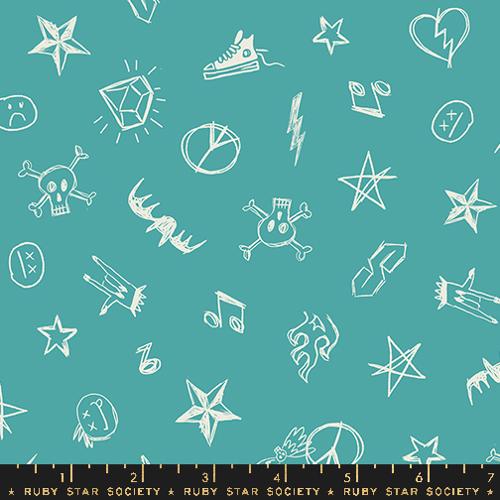 Groupie Doodles in Succulent -- Teddy And The Bears -- Sarah Watts for Ruby Star Society -- Moda Fabrics
