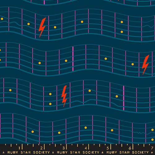 Fretboard in Dark Teal -- Teddy And The Bears -- Sarah Watts for Ruby Star Society -- Moda Fabrics
