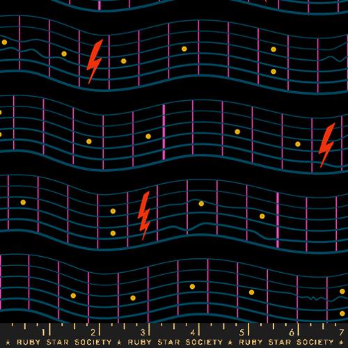 Fretboard in Black -- Teddy And The Bears -- Sarah Watts for Ruby Star Society -- Moda Fabrics