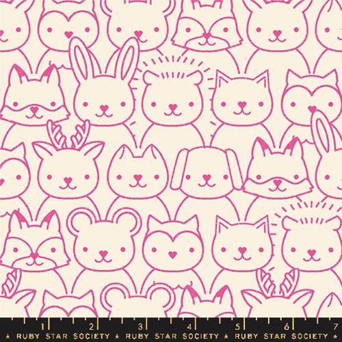Sup Animals in Raspberry -- Woodland Park by Rashida Coleman Hale for Ruby Star Society -- Moda Fabrics