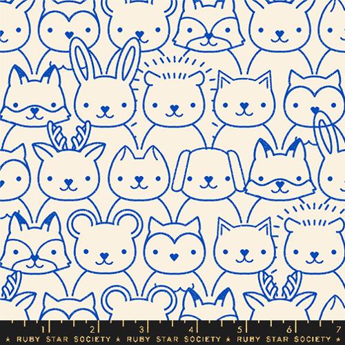 Sup Animals in Blue Ribbon -- Woodland Park by Rashida Coleman Hale for Ruby Star Society -- Moda Fabrics