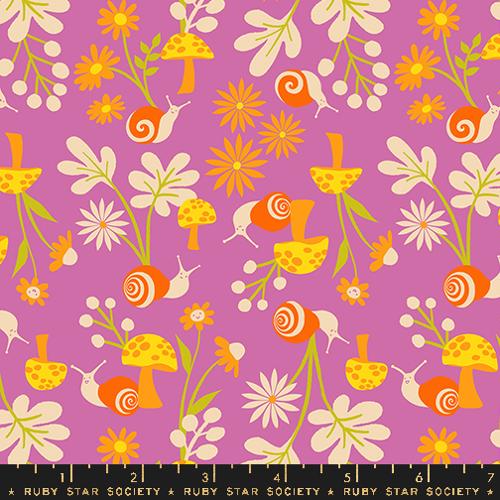 Snail Garden in Heliotrope --- Animal Animal by Ruby Star Society -- Moda Fabric