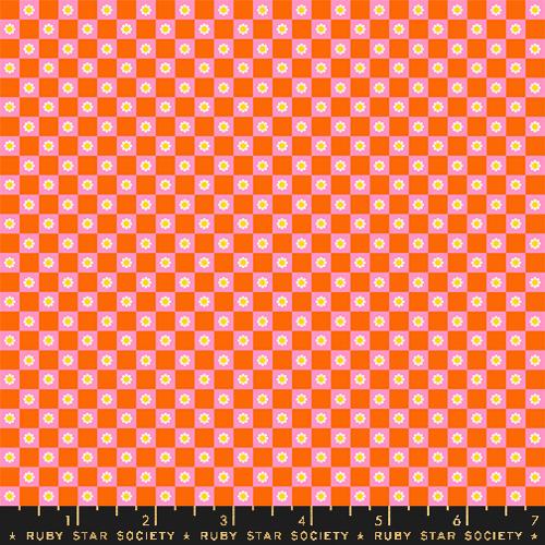 Flower Check in Goldfish --- Animal Animal by Ruby Star Society -- Moda Fabrics
