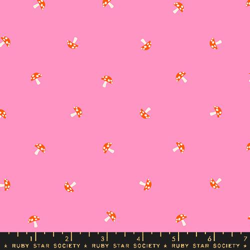 Tiny Mushrooms in Flamingo --- Carousel by Melody Miller-- Ruby Star Society -- Moda Fabrics