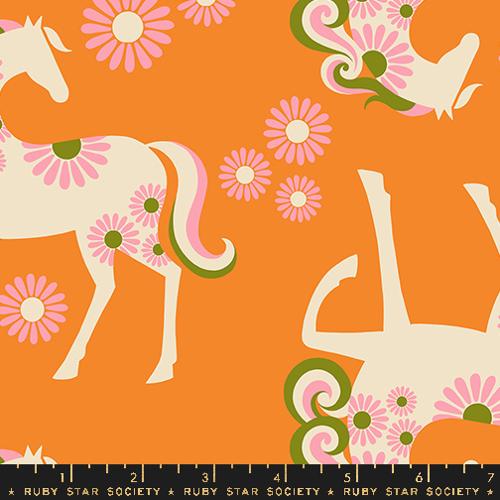 Carousel Horse Canvas in Burnt Orange --- Carousel by Melody Miller-- Ruby Star Society -- Moda Fabrics