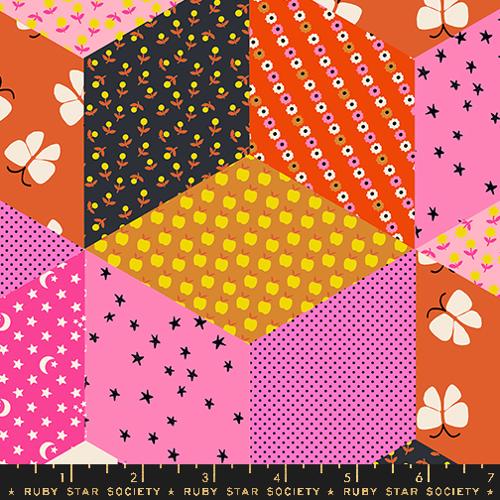 Tumbling Blocks Patchwork in Lucky Pink -- Ooh Lucky Lucky by Alexia Abegg for Ruby Star Society -- Moda Fabrics