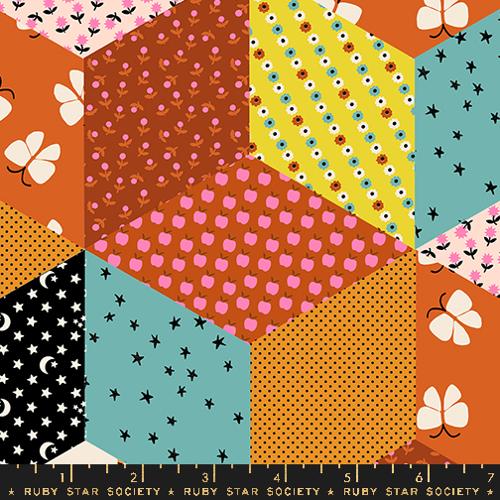 Tumbling Blocks Patchwork in Caramel -- Ooh Lucky Lucky by Alexia Abegg for Ruby Star Society -- Moda Fabrics