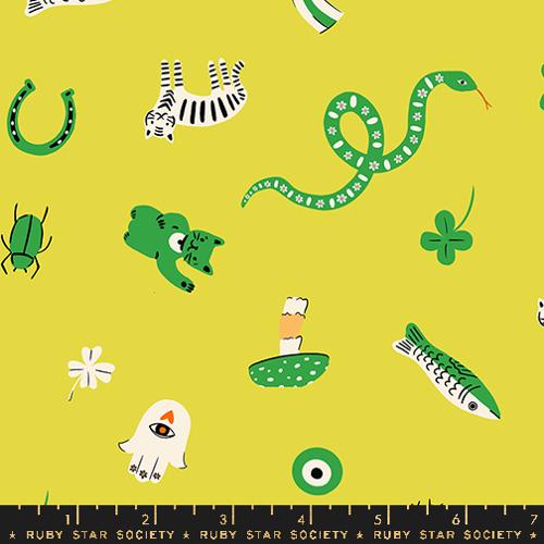 Good Luck Novelty in Citron -- Ooh Lucky Lucky by Alexia Abegg for Ruby Star Society -- Moda Fabrics
