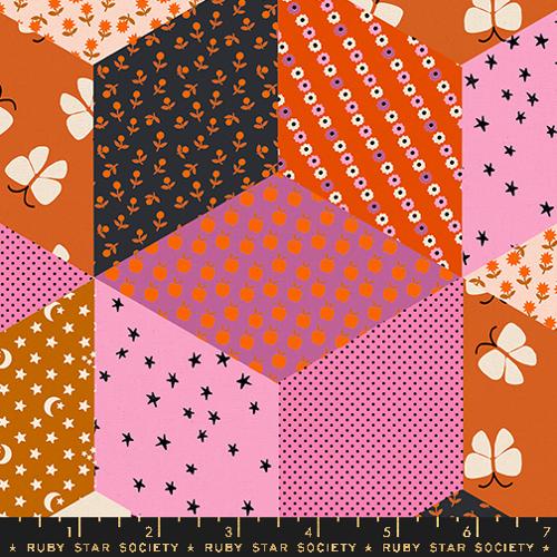 Canvas Tumbling Blocks in Heliotrope -- Ooh Lucky Lucky by Alexia Abegg for Ruby Star Society -- Moda Fabrics