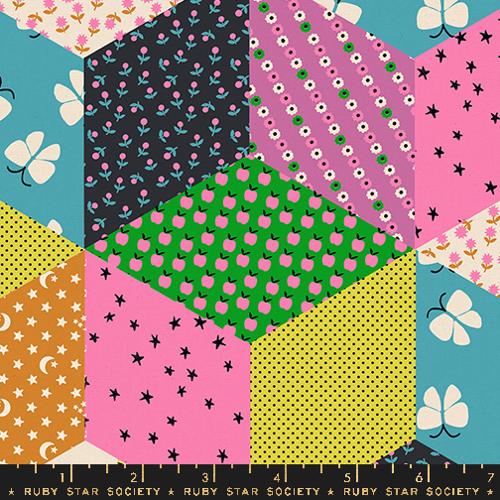 Canvas Tumbling Blocks in Citron -- Ooh Lucky Lucky by Alexia Abegg for Ruby Star Society -- Moda Fabrics