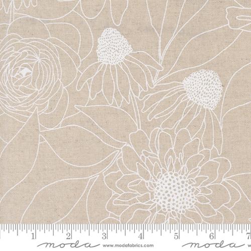 Floral Outline Mochi Linen in Paper Canvas - Botany by Alli K Designs -- Moda Fabrics