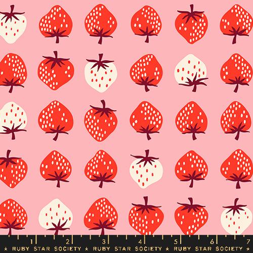Strawberry Retro Kitsch in Balmy -- Strawberry by Kim Kight -- Moda Fabrics