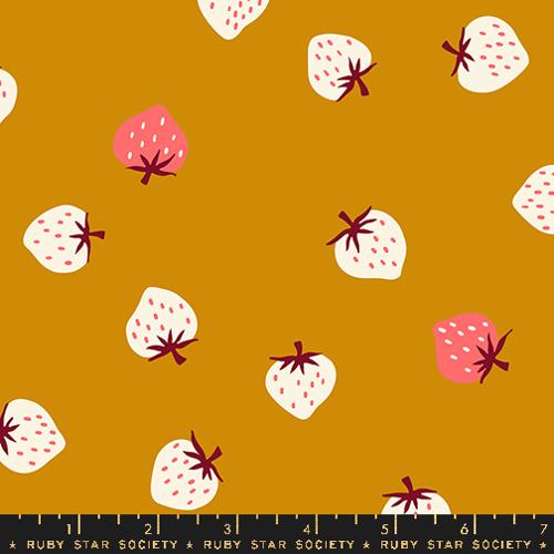 Strawberry Toss in Butterscotch -- Strawberry by Kim Kight -- Moda Fabrics