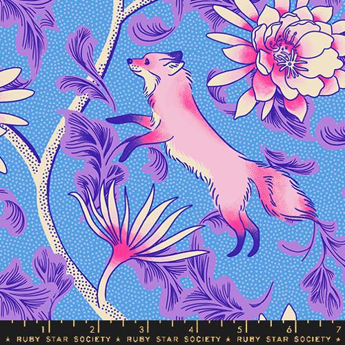 Fox Bloom Florals in Lindley Blue -- Glow Garden by Sarah Watts -- Moda Fabrics