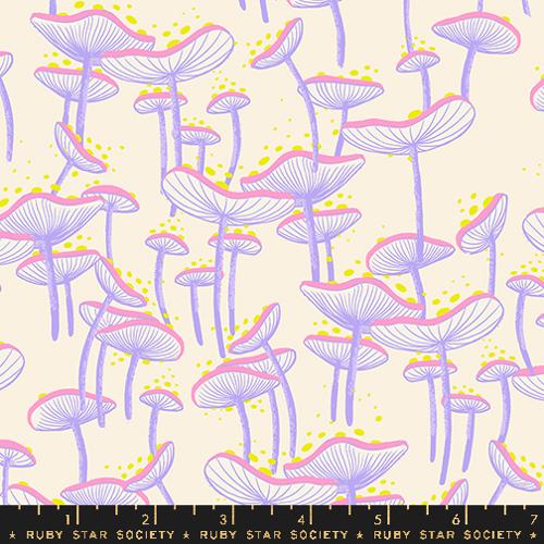 Fungi Novelty Mushrooms Whimsy in Natural -- Glow Garden by Sarah Watts -- Moda Fabrics