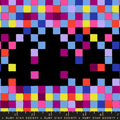Pixels Geometrics in Black -- Glow Garden by Sarah Watts -- Moda Fabrics