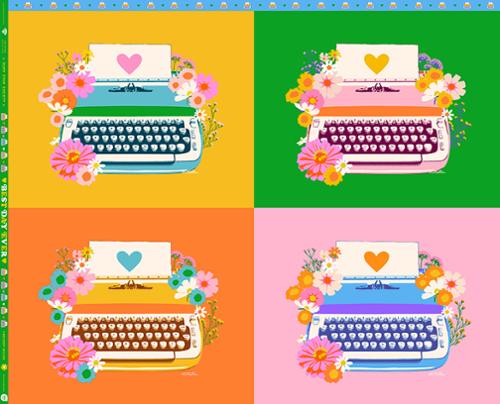 Best Day Ever Panel Multi Typewriters -- Ruby Star Society -- Moda Fabric