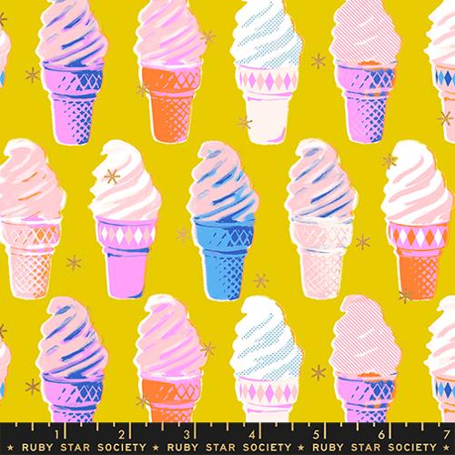 Ice Cream in Metallic Golden -- Best Day Ever by Melody Miller for Ruby Star Society -- Moda Fabrics