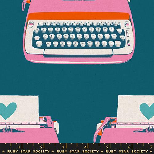 Typewrites in Teal Canvas -- Best Day Ever by Ruby Star Society -- Moda Fabrics