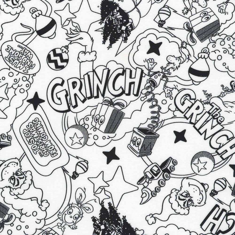 ADED-23099-1 WHITE by Dr. Seuss Enterprises from How the Grinch Stole Christmas --- Robert Kaufman Fabrics