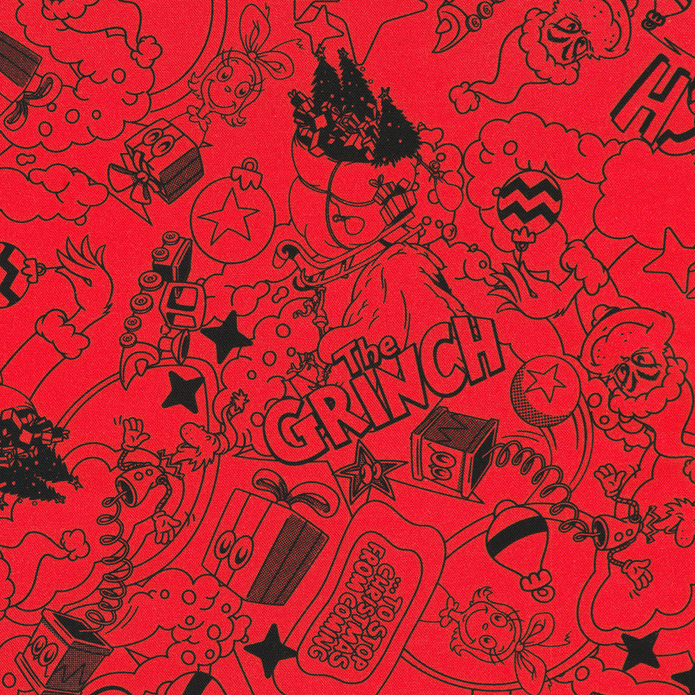 RED by Dr. Seuss Enterprises from How the Grinch Stole Christmas --- Robert Kaufman Fabrics