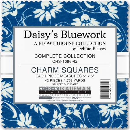 5in Squares Daisy's Bluework, 42pcs -- Robert Kaufman Fabrics