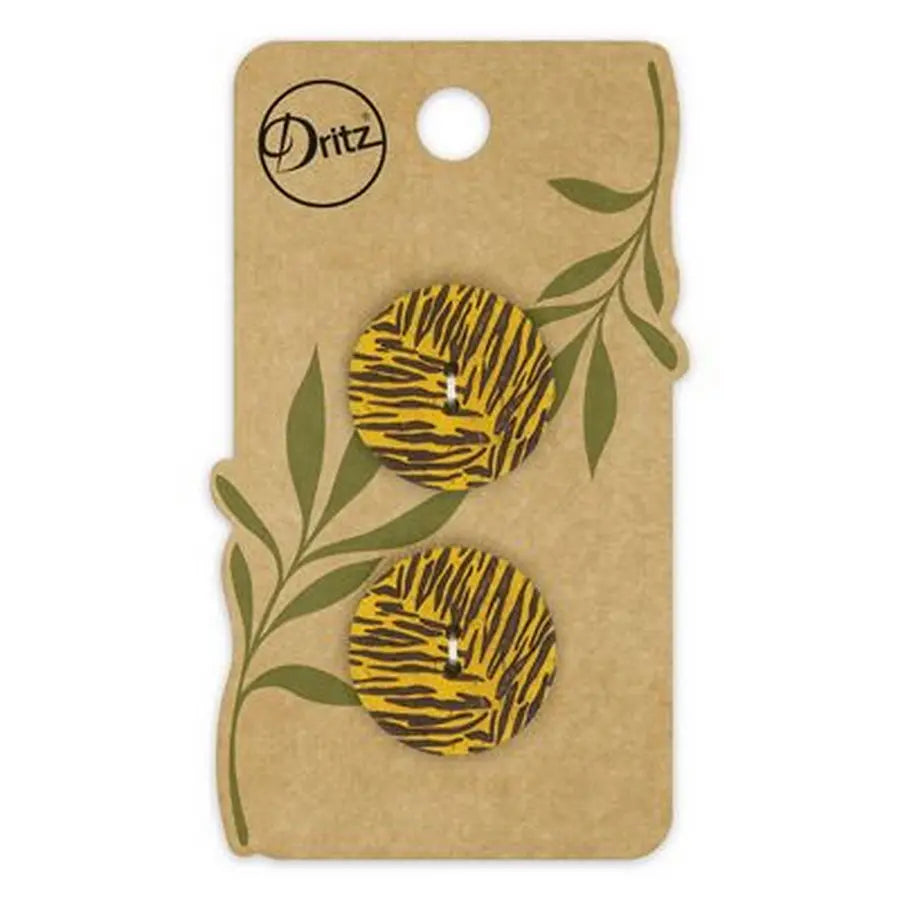 Recycled Coconut Print 2hole Mustard 23mm 2ct -- Dritz Buttons