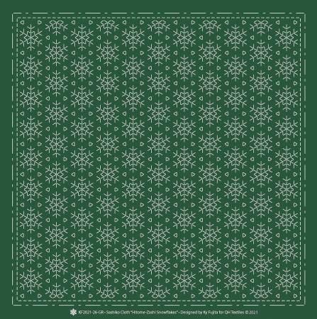 Sashiko Cloth Hitome-Zashi SnowflakesGR -- QH Textiles Pty Ltd.