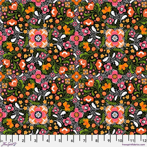 Floral Secrets - Black || Pretty Creepy by Cori Dantini -- Free Spirit Fabrics