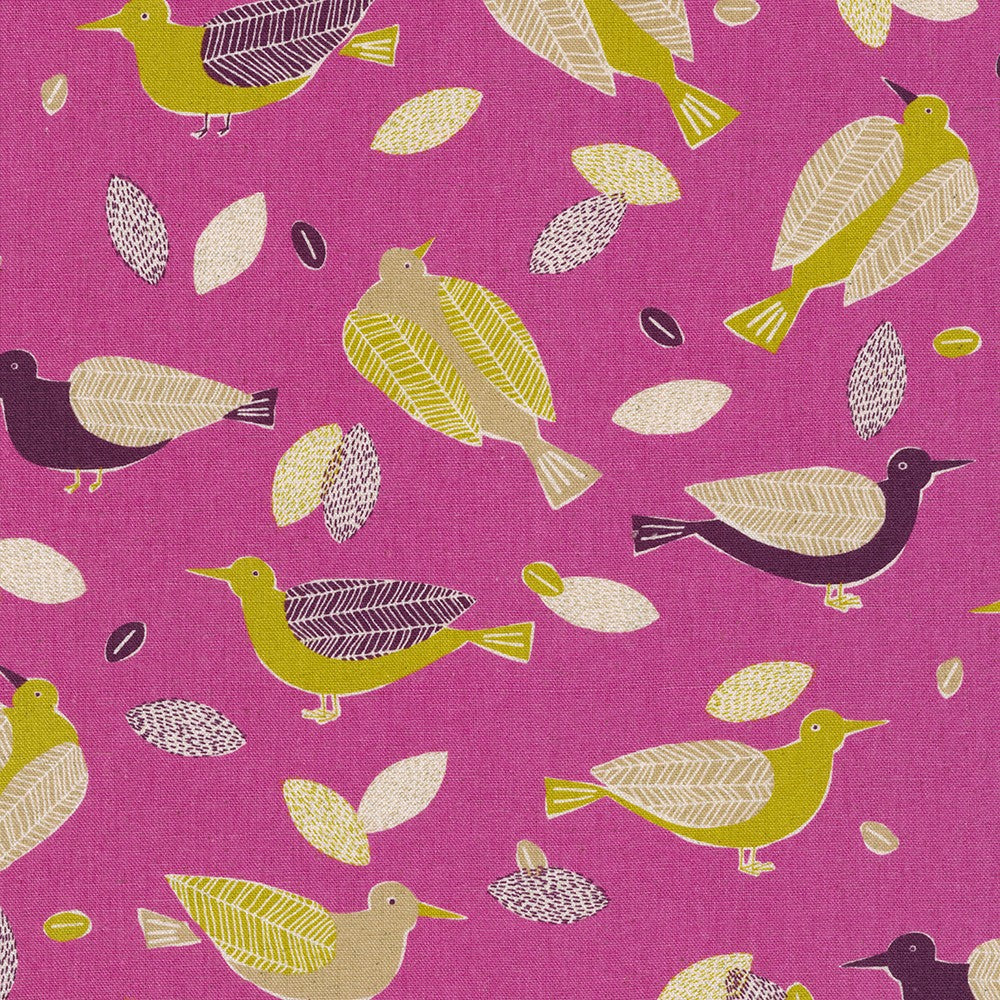 Birds on Berry Natural Canvas -- Cotton Flax Prints by Sevenberry -- Robert Kaufman