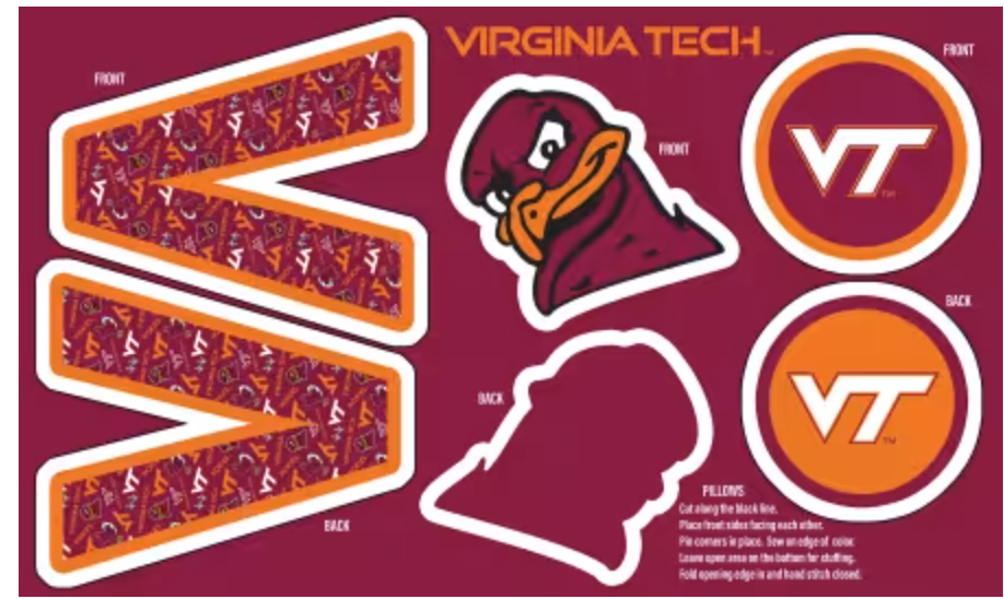 Virginia Tech Minky Pillow Project Panel 36in x 60in