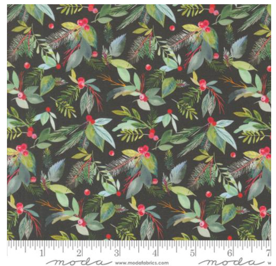 Greenery Christmas Leaves in Evergreen -- Love And Cheer by Amarilys Henderson -- Moda Fabrics