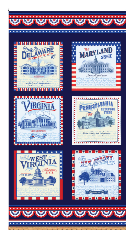 State Panel -- All Mid-Atlantic Shop Hop Exclusive Fabric -- Benartex Fabrics
