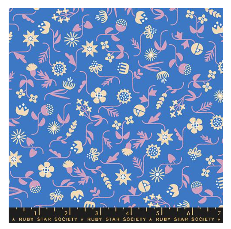 Modern Flowers in Lapis -- Salutations by Rashida Coleman Hale for Ruby Star Society