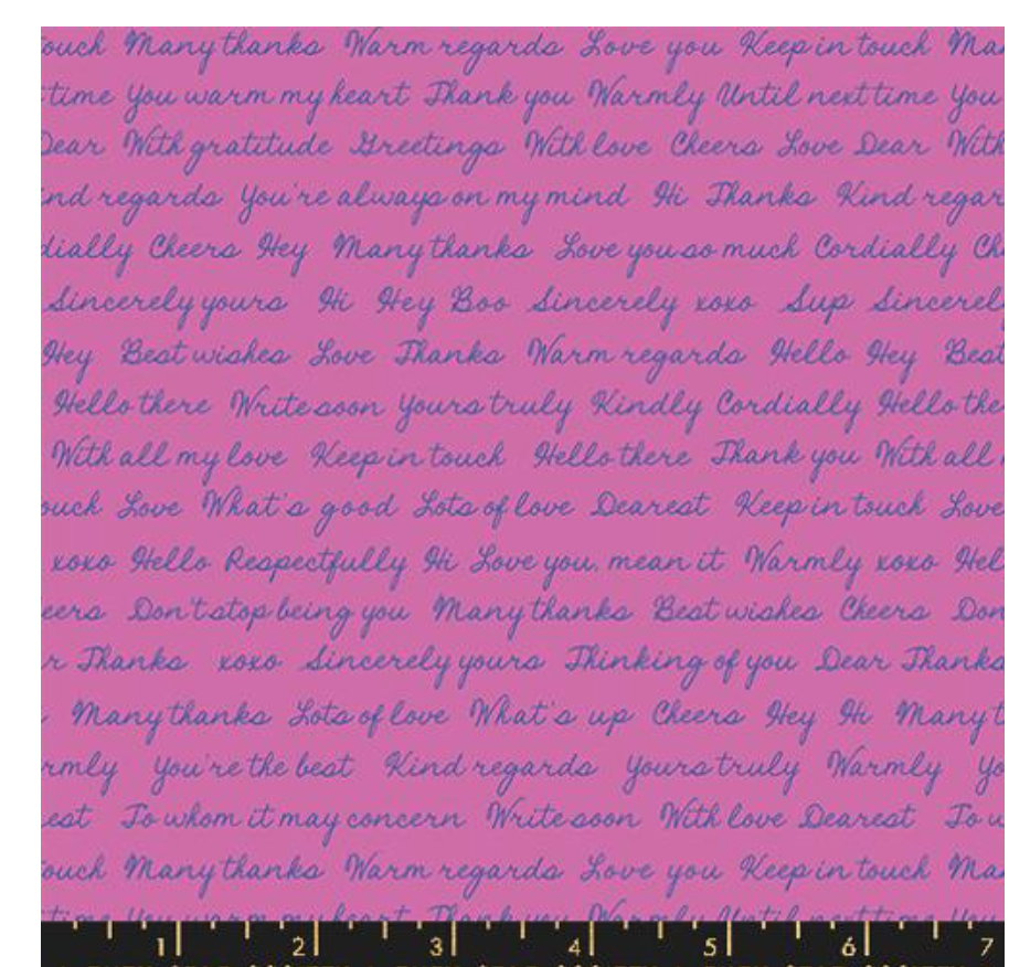 Hello Goodbye in Heliotriope -- Salutations by Rashida Coleman Hale for Ruby Star Society