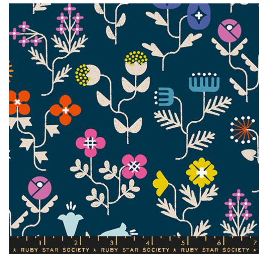 Forget Me Not Canvas in Navy -- Salutations by Rashida Coleman Hale for Ruby Star Society