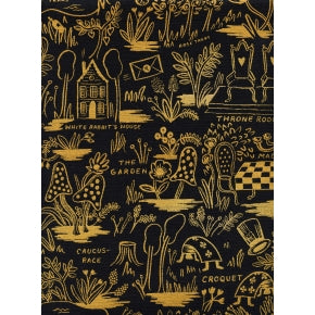 Wonderland - Magic Forest - Charcoal Canvas Metallic -- Cotton + Steel Fabrics