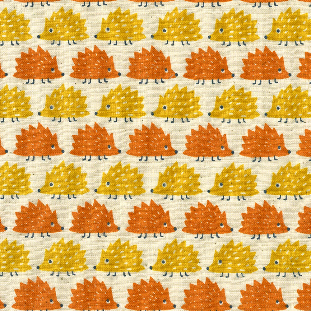 Hedgehogs Orange Yellow by Sevenberry from Cotton Slub Prints -- Robert Kaufman