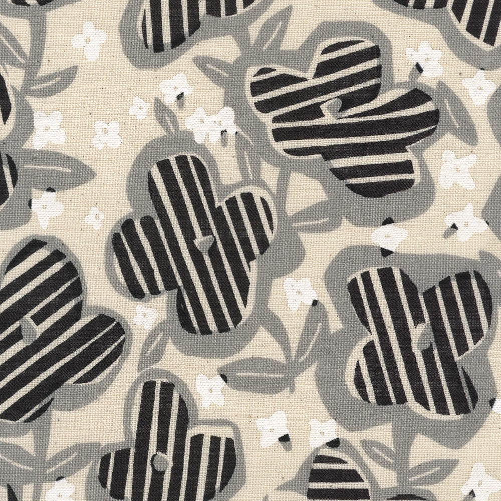 Abstract Flowers Black Grey by Sevenberry from Cotton Slub Prints -- Robert Kaufman