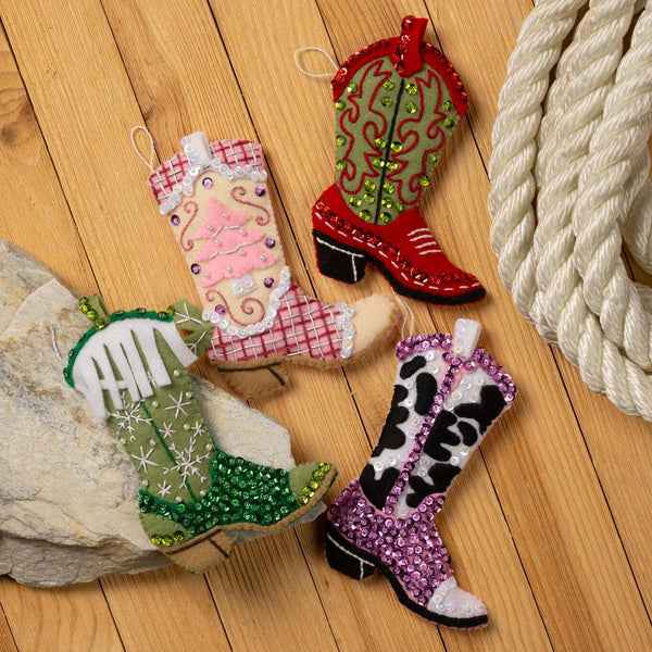 Bucilla Boots & Bling Felt Ornament Kit Set of 4