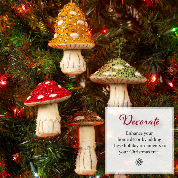 Bucilla Merry Mushrooms Felt Ornament Kit Set of 4