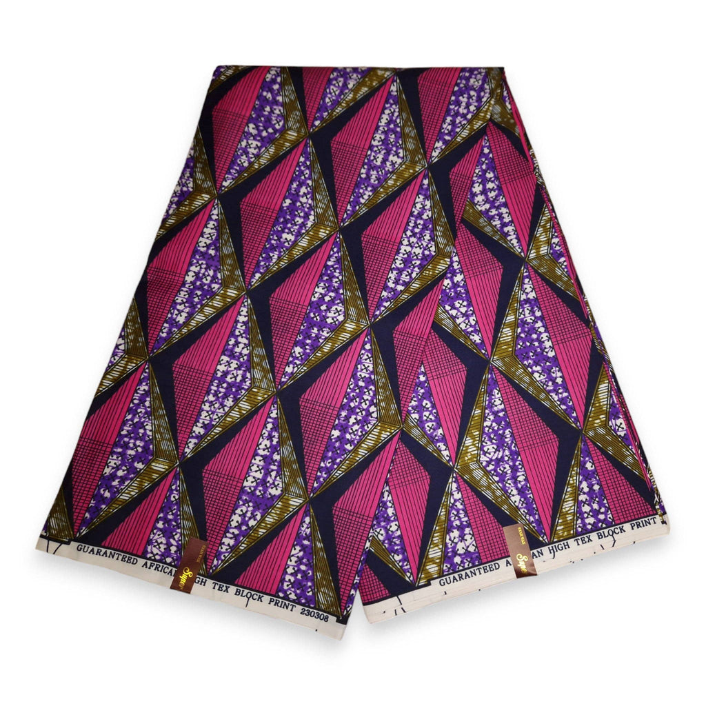 African print fabric - Pink Triangles - Polycotton